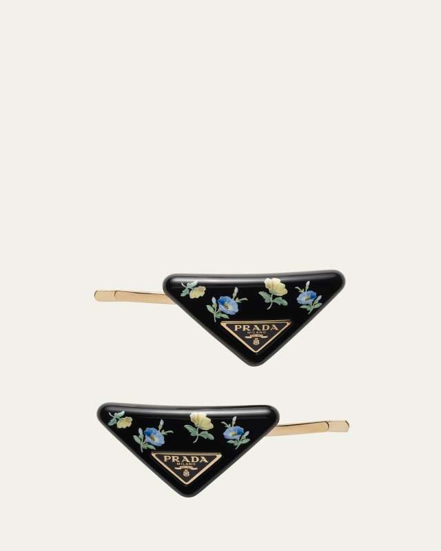 Triangle Floral Bobby Pins, Set of 2